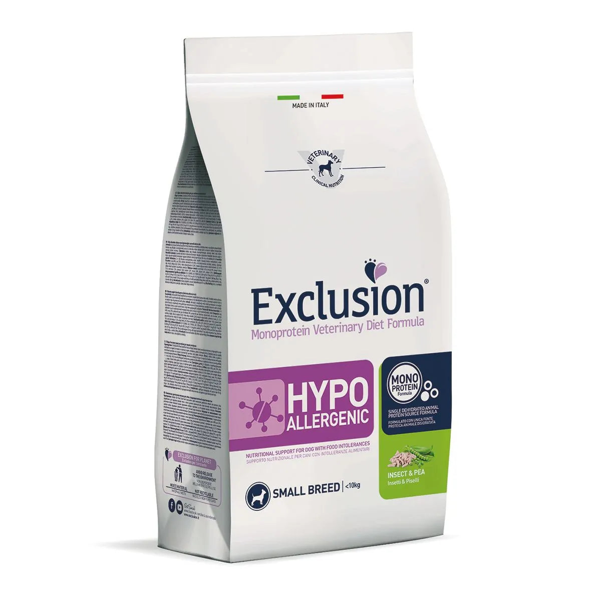 Exclusion Dog Diet Hypoallergenic Small breedInsetti e Piselli 2 kg