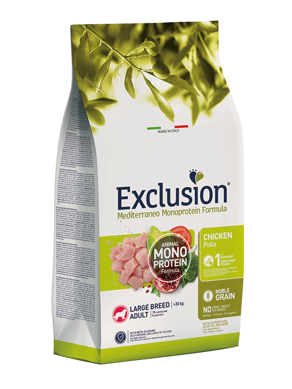 Exclusion - mediterraneo noble grain - adult - pollo - large breed - 12 kg