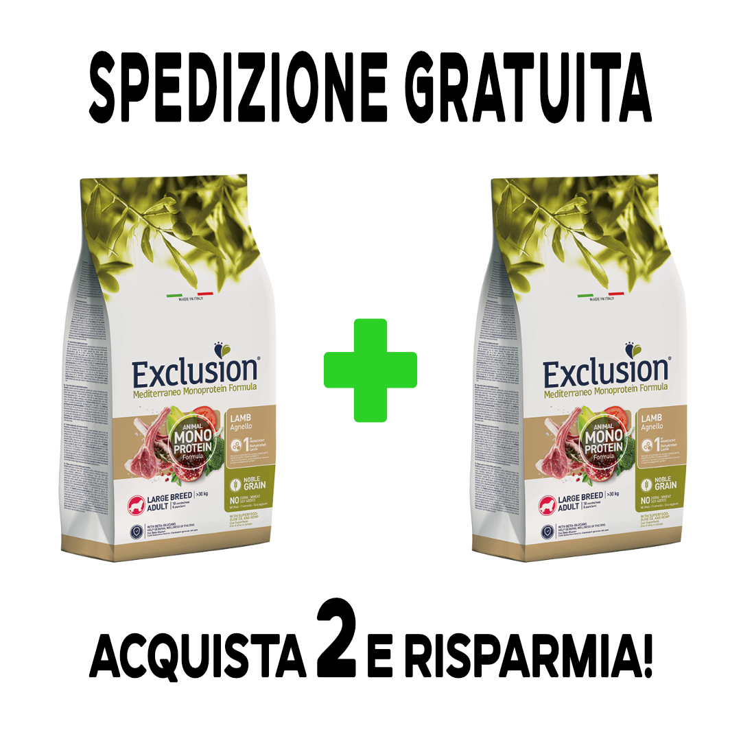 Exclusion mediterraneo adult large breed agnello 12 kg