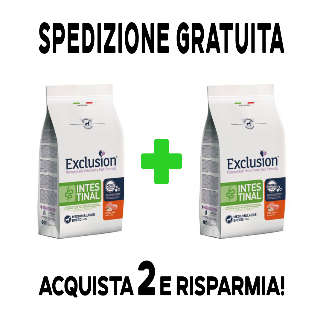 Exclusion Intestinal Maiale e Riso Medium Large Breed 12Kg