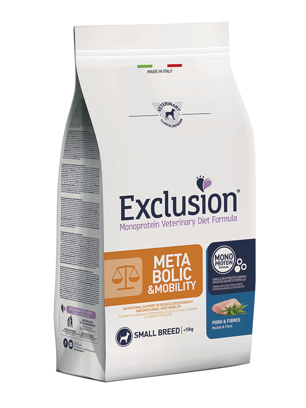 Exclusion monoprotein metabolic e mobility - maiale e fibre - small breed - 2 kg