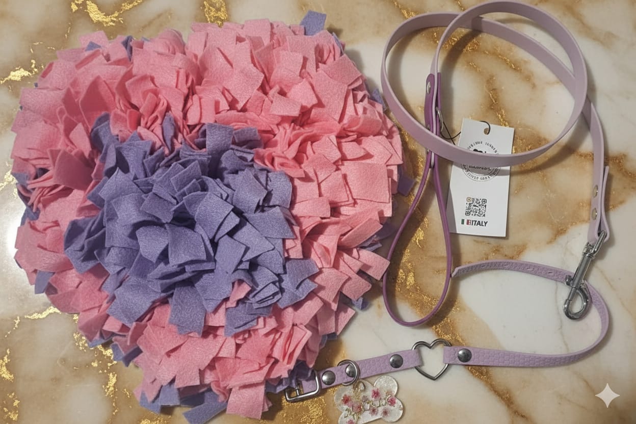 Kit Cucciolo Artigianale – Collare, Guinzaglio, Medaglietta e Tappeto Olfattivo