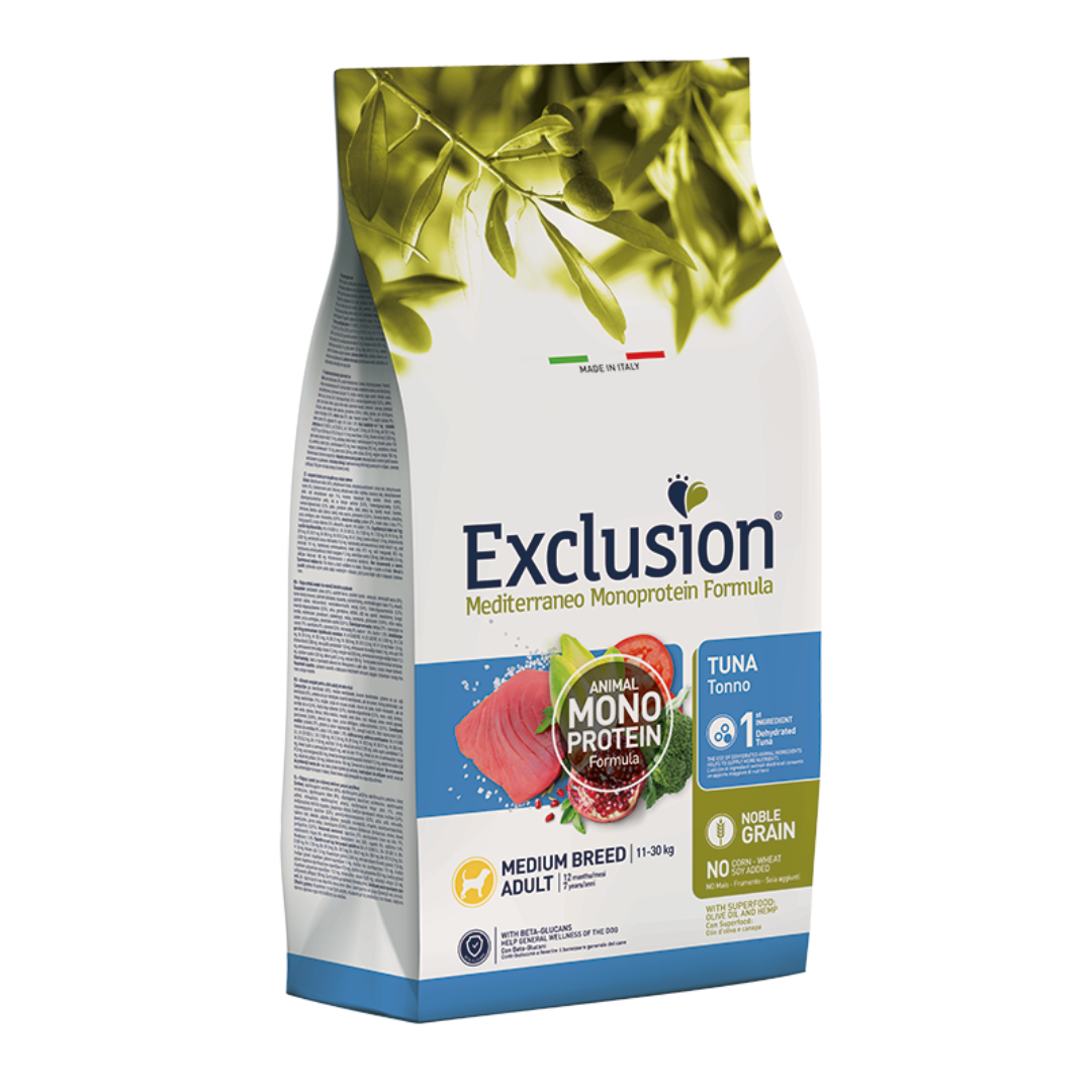 Exclusion Medium Adult Tonno Mediterraneo Monoproteico Noble Grain 12KG