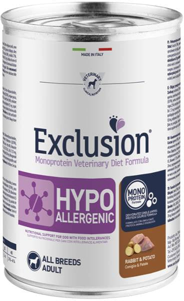 Exclusion - Hypoallergenic Diet Rabbit and Potatoes 400g 1, 6 or 12 cans