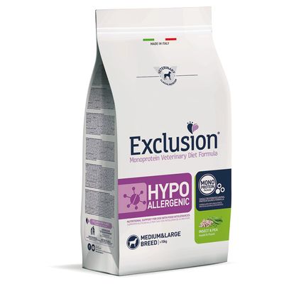 Exclusion Diet Hypoallergenic Medium/Large con Insetti & Piselli per cani  12 kg