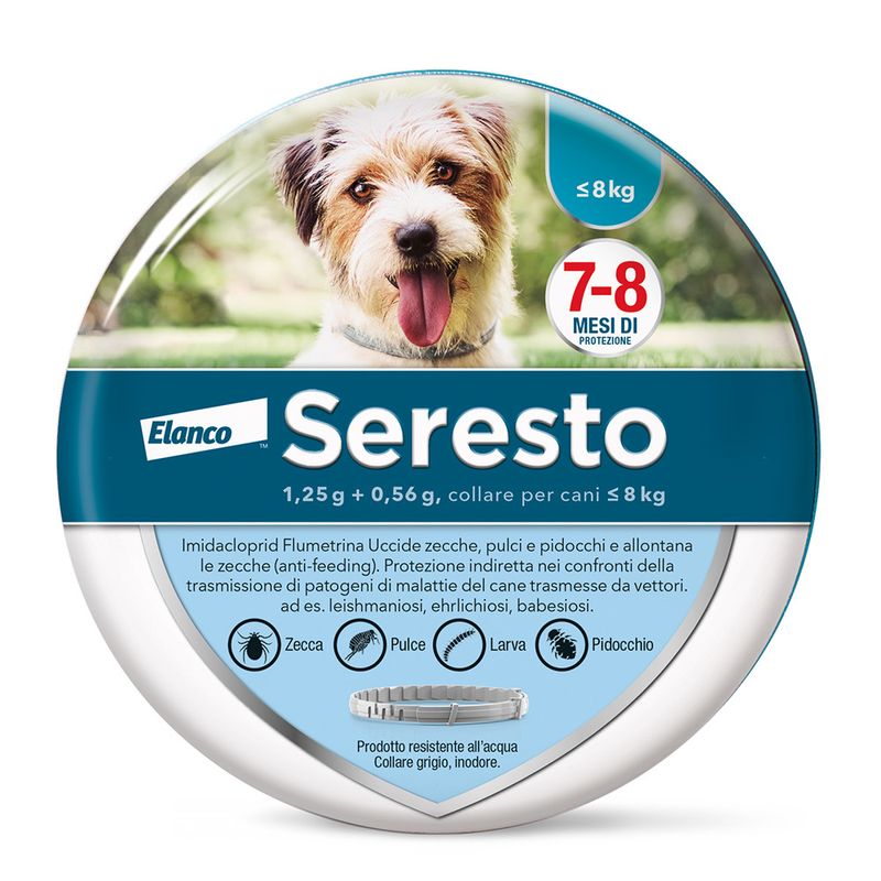 Seresto collare antiparassitario cani piccoli fino a 8kg regolabile fino a 38 cm di lunghezza