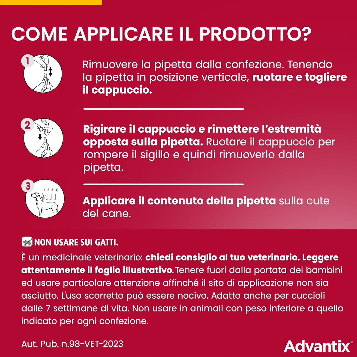 Advantix Spot-on antiparassitario per Cani da 4 kg a 10 Kg, 6 pipette da 1 ml.