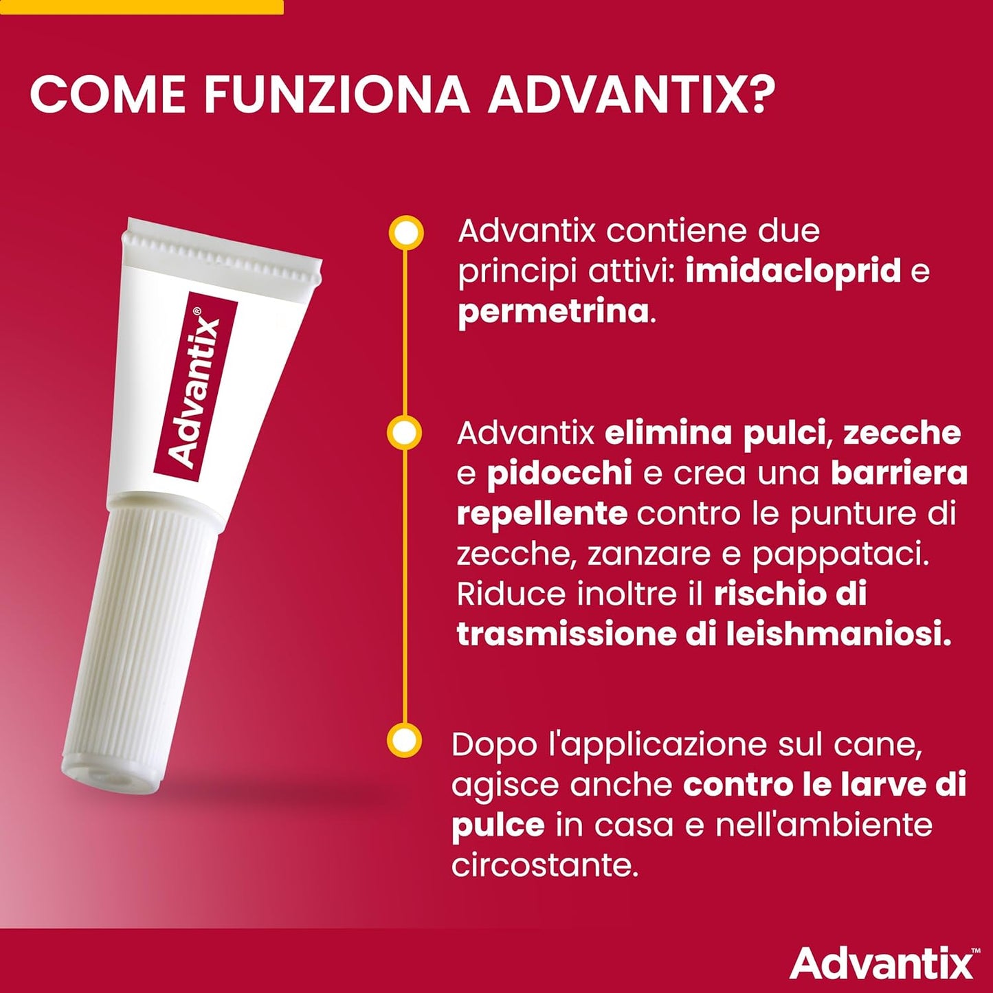 Advantix Spot-on antiparassitario per Cani da 10 kg a 25 Kg, 6 pipette da 2,5 ml.