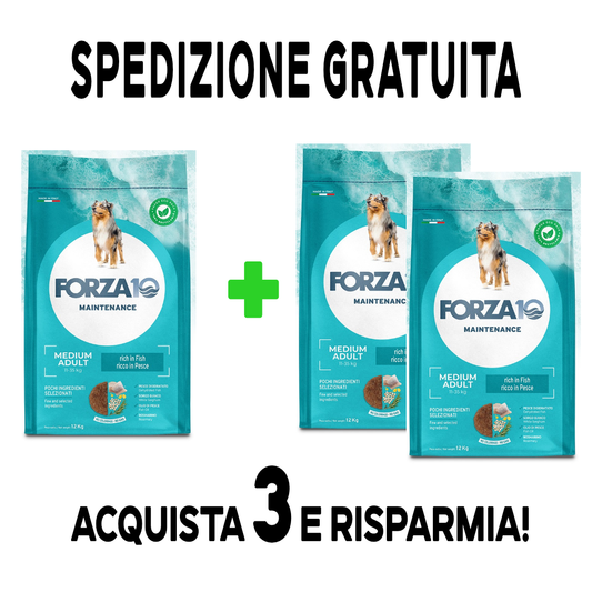 Forza 10 medium maintenance al pesce e riso 12 kg per cani