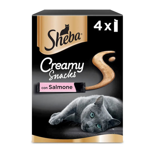 Sheba Snack Gatto Creamy Snack Salmone - Confezione da 4 (12gr.) o Scatola da 44 pezzi (12gr.)