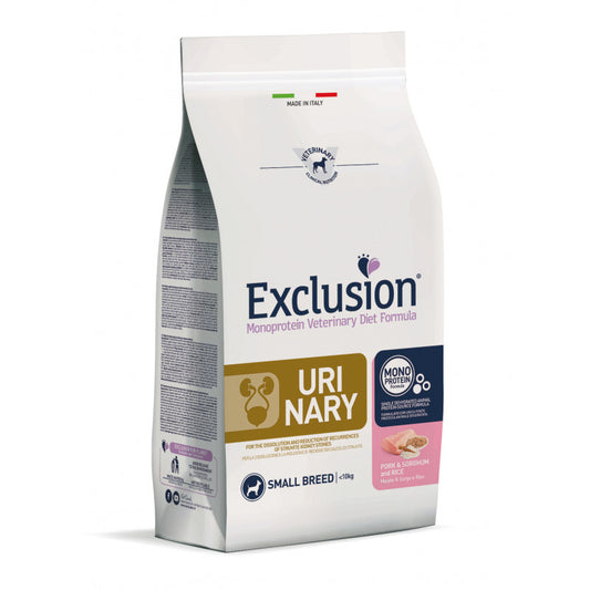 EXCLUSION MONOPROTEIN VET DIET URINARY MNAIALE &amp; SORGHUM AND RICE - SMALL BREED 2 KG 