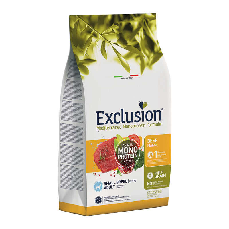 Exclusion Mediterraneo Monoprotein Dog Small Adult Beef 2 Kg e 7 kg