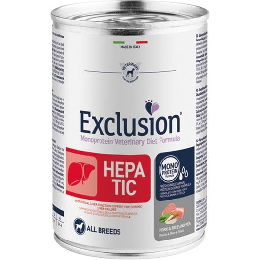 Exclusion - Diet Hepatic Pork and Rice 400 gr 1,6 or 12 cans