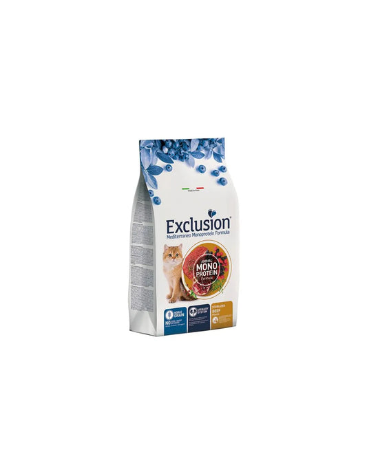 Exclusion Mediterranean cat sterilized - beef - 1.5 ke and 12 kg