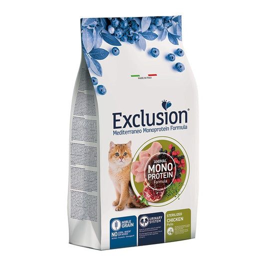 Exclusion Mediterraneo - Sterilized al Pollo da 1.5 kg e  12 Kg- gatto