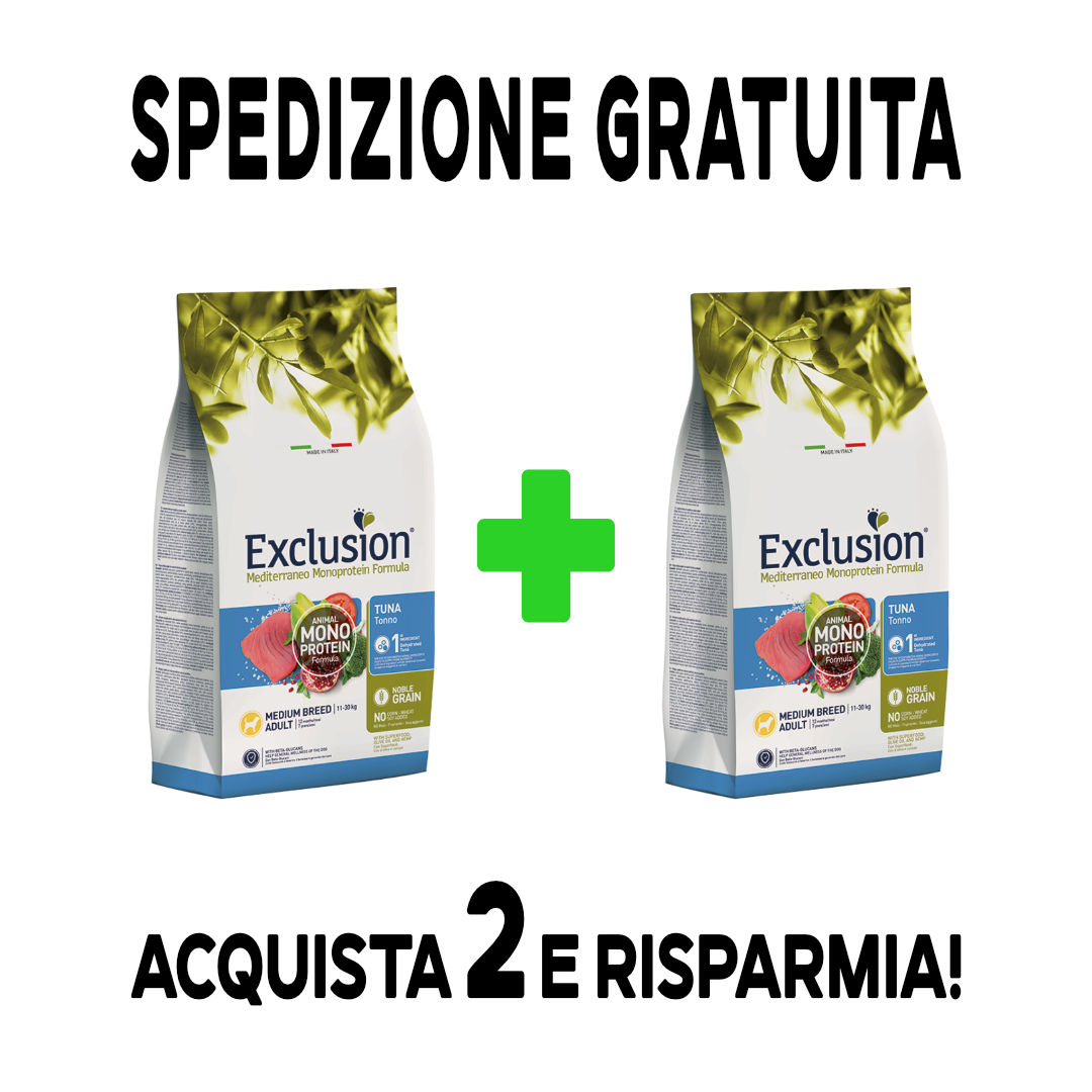 Exclusion Medium Adult Tuna Mediterranean Monoproteico Noble Grain 3 kg and 12 kg