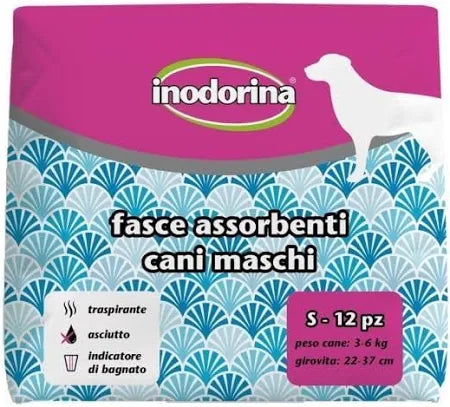 Inodorina - Fasce Assorbenti – 12pz - Pratiche, igieniche, usa e getta -  cani maschi