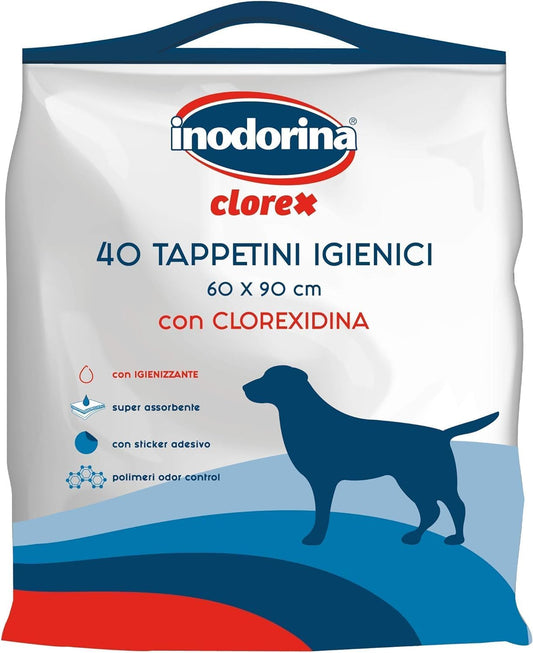 Inodorina Tappetino Igienico 40pz - (60x60) - (60x90) - Fiori di campo - Clorexidina - Carbono attivi - Neutro