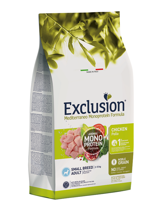 EXCLUSION MEDITERRANEO NOBLE GRAIN ADULT POLLO- SMALL BREED 2 KG E 500 GR