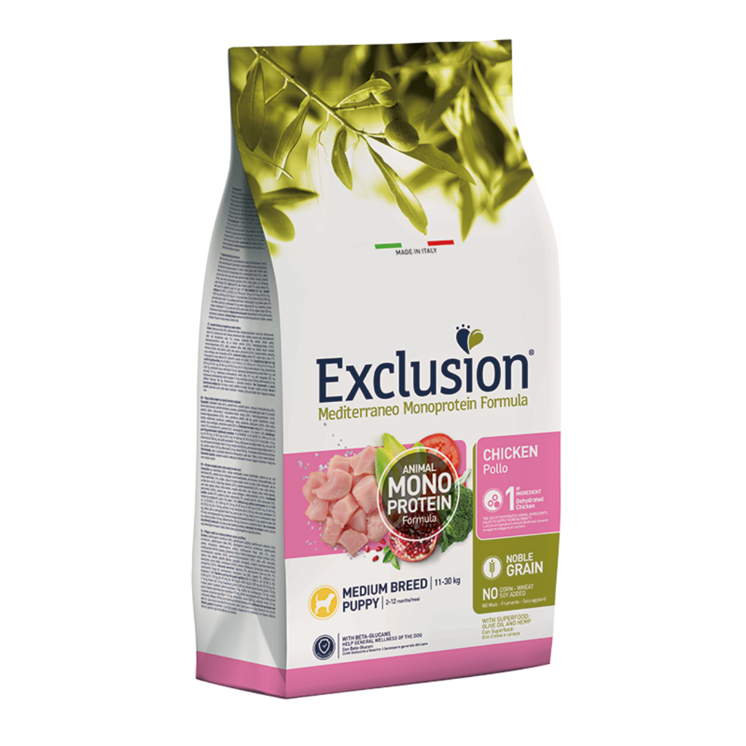 EXCLUSION – Puppy Medium Chicken 3kg and 12kg – Single protein