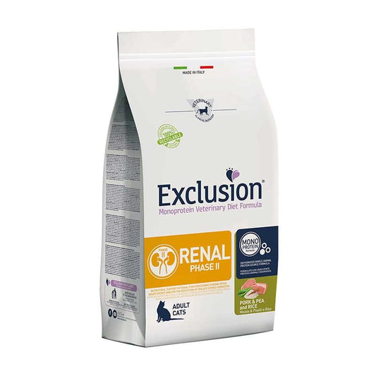 Exclusion Diet Renal Fase 2 Maiale, Piselli e Riso per Gatti- 1.5 kg