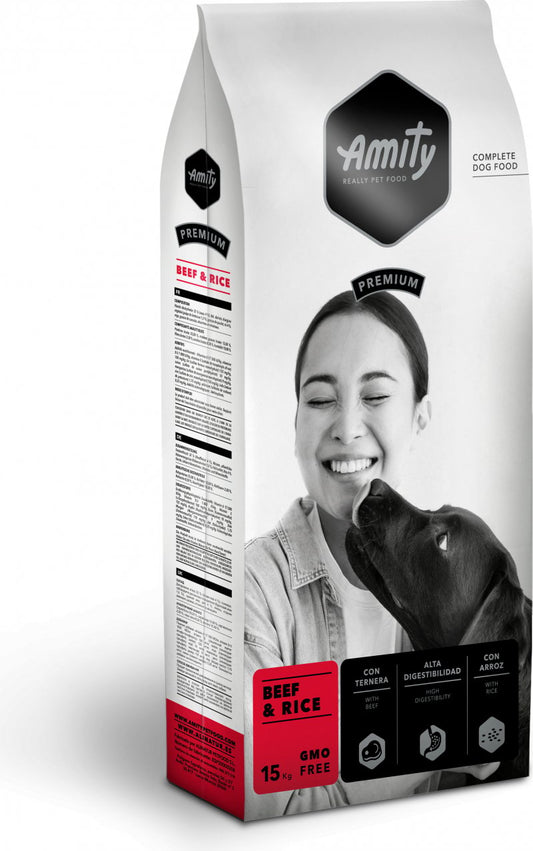 Amity dog premium beef e rice 15 kg