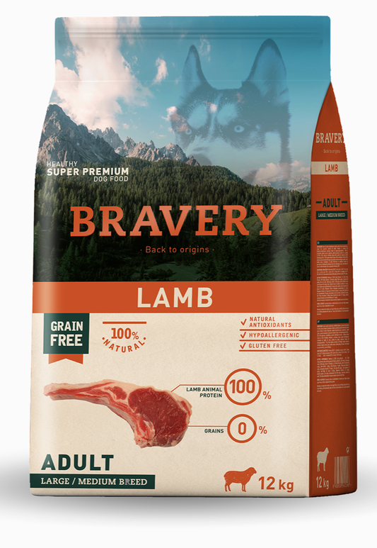 BRAVERY AGNELLO ADULTO 12 KG GRAIN FREE tg. MEDIUM LARGE