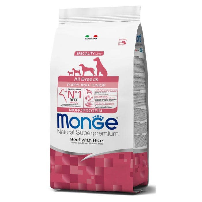Monge all breeds puppy &amp; junior - beef - 12 kg