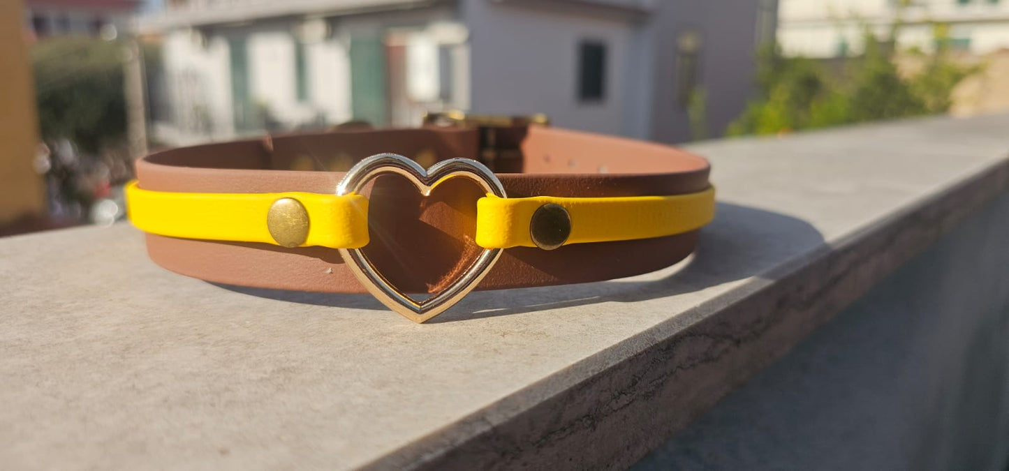 Collare Heart  - artigianale   - personalizzabile, fino a 2 colori - in biothane