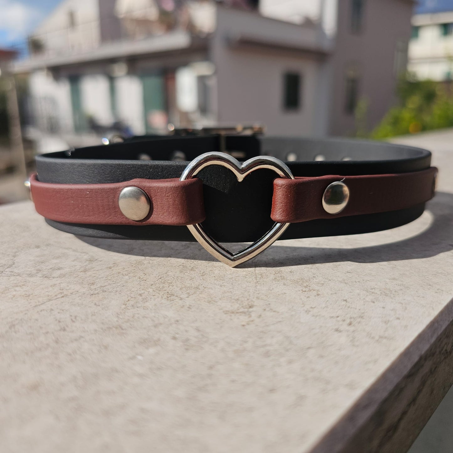 Collare Heart  - artigianale   - personalizzabile, fino a 2 colori - in biothane
