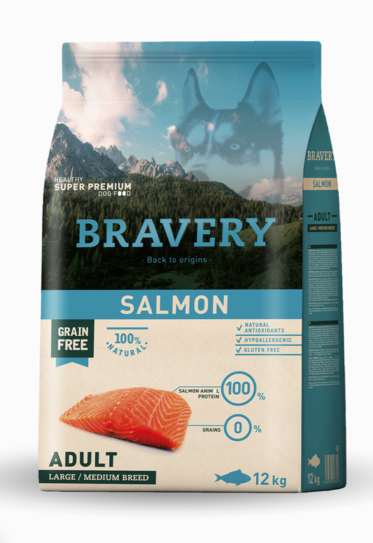 Bravery Dog Adult Medium Large Salmone 12kg - pacco doppio