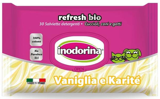 Inodorina refresh bio salviette al profumo di vaniglia e karite 30 pz